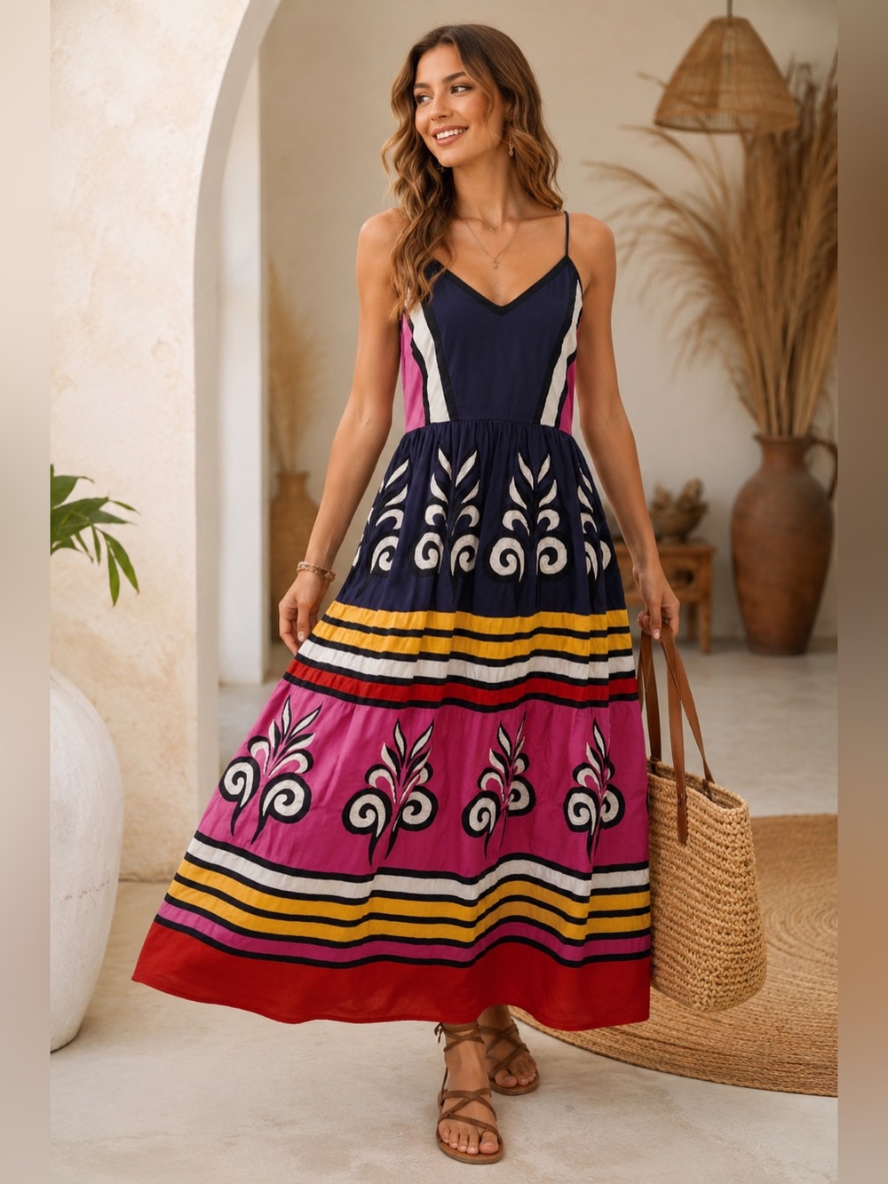 Carolina K Antonella Midi Dress – Boho Printed Sleeveless Midi Dress